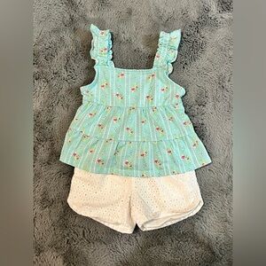Children’s Place Floral Ruffle Top and Cat & Jack Eyelet Shorts Set